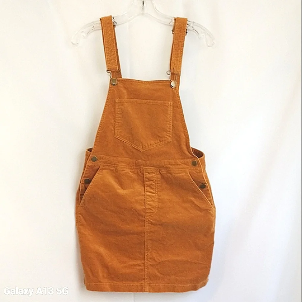 Forever 21 Women's Mustard Yellow Corduroy Overall Dress Sz M - Picture 2 of 9